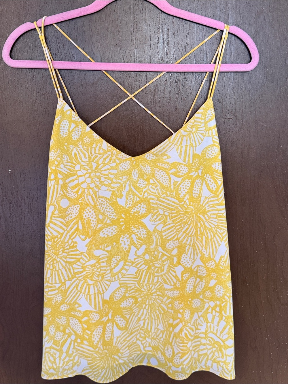 H&M Yellow Floral Crisscross Strap Cami